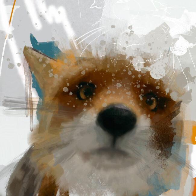 Foxy - Contemporary painting & art, portrait, digital painting & acrylic on canvas